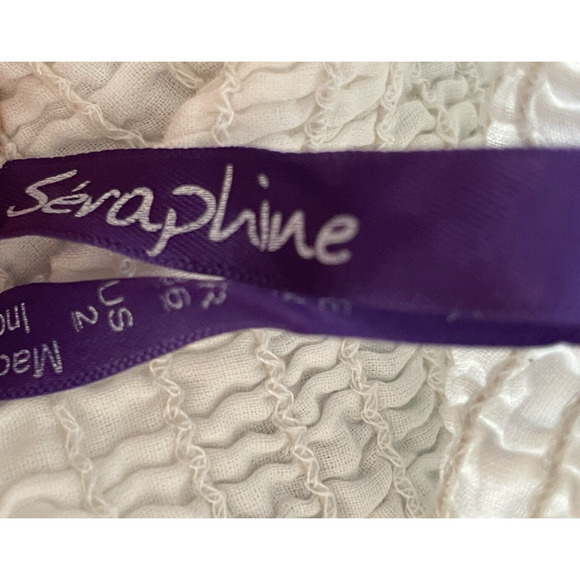 Seraphine Maternity Tube Halter Smocked Dress Size US 2 White Midi Tiered Cotton - Picture 4 of 9